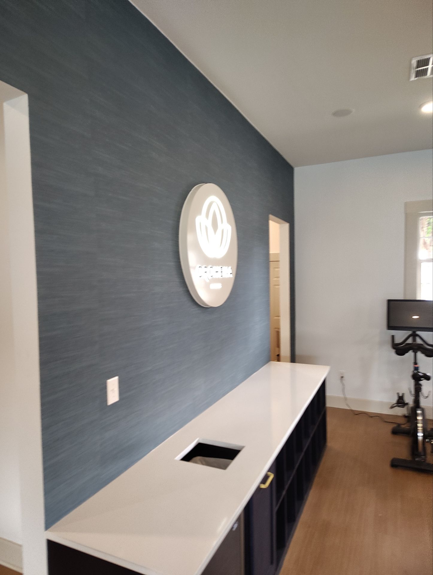 Commercial reception desk and waiting area
